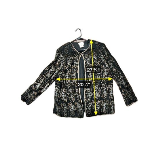 Vintage J.M.C. Beaded Paisley Floral Cardigan Jacket Black Gold Sz 3X Retro - Picture 7 of 10